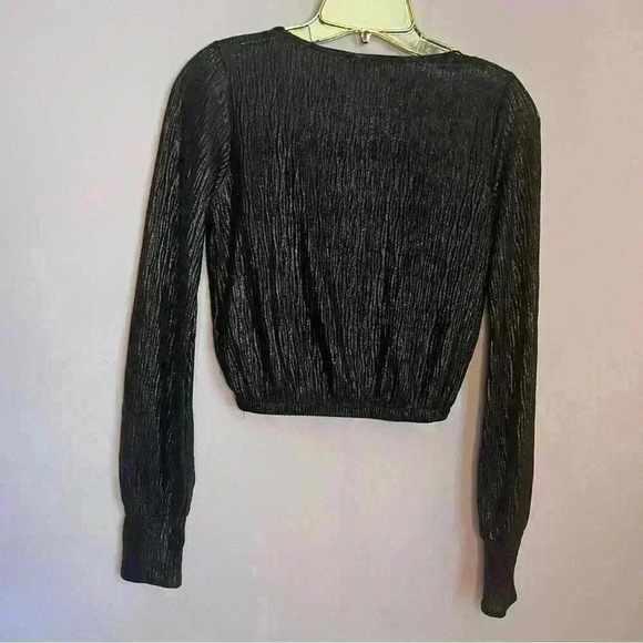 Zara Crop Top, Shiny Silver Black, Size S, EUC - Picture 2 of 4
